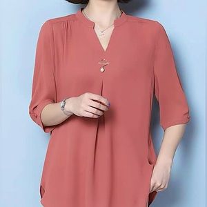 🆕 Woman chiffon plain 3/4 sleeve top